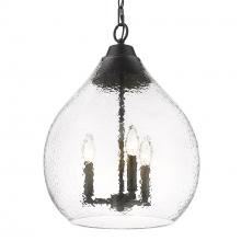  1094-3P BLK-HCG - Ariella 3-Light Pendant in Matte Black with Hammered Clear Glass